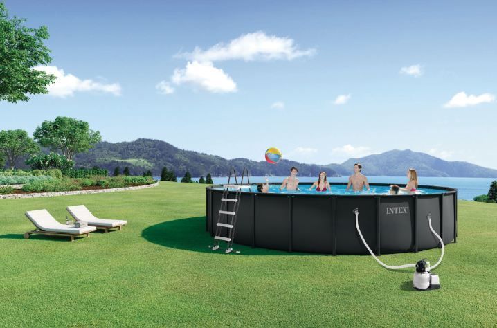 26340 Каркасный бассейн Ultra XTR Frame, 732 х 132 см, песчаный фильтр-насос, лестница, тент, подстилка