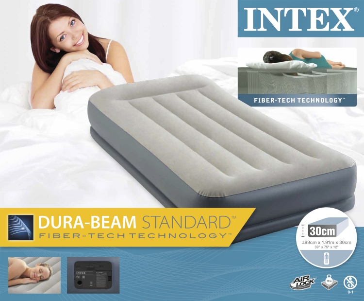 64116 Надувная кровать Mid-Rice Airbed 99х191х30см, встроенный насос 220V