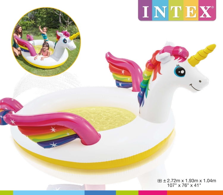 57441 УЦЕНКА Бассейн надувной «Единорог», с распылителем, 272 х 193 х 104 см, от 2 лет