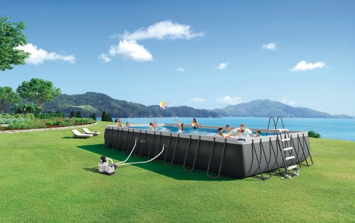 26378 Каркасный бассейн Ultra Frame 975х488х132см, фильтр-насос, лестница, тент, подстилка