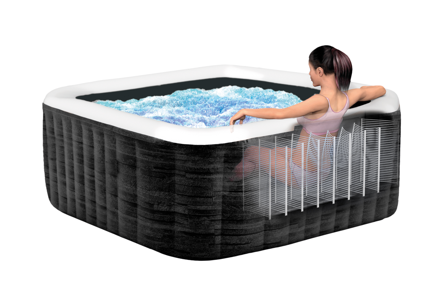 28450 Надувной джакузи 175х 175 x 71 см, Intex Pure Spa Greystone Deluxe Square 