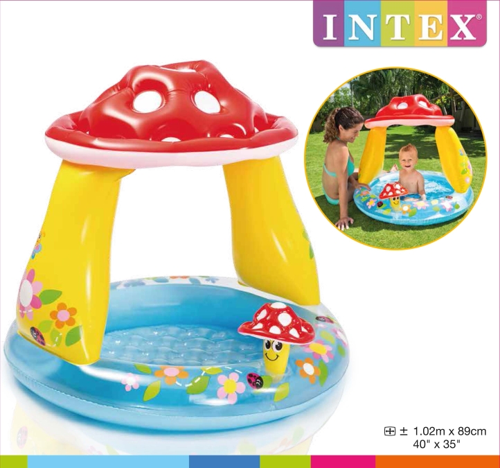 57114 УЦЕНКА Бассейн Грибок с надувным дном 102х89см