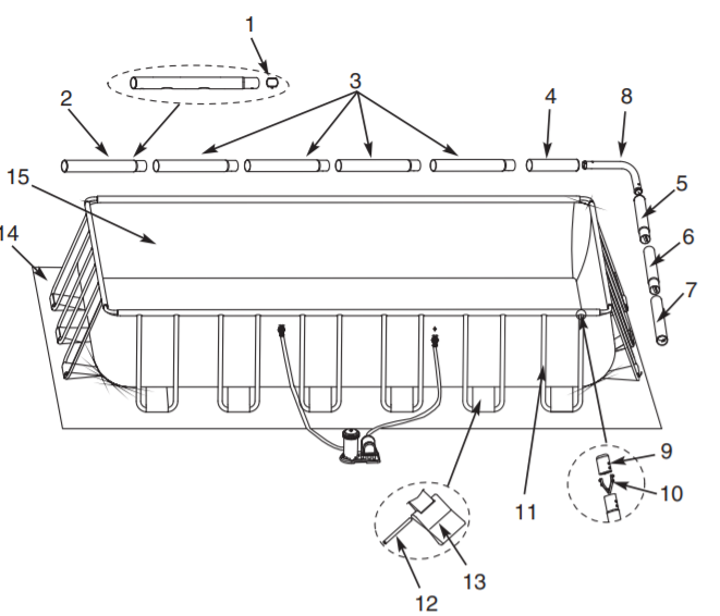 26356 Каркасный бассейн Ultra Frame 549х274х132см, фильтр-насос, лестница, тент, подстилка
