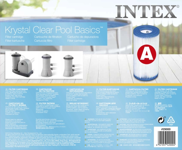 29000 Сменный картридж A типа Intex