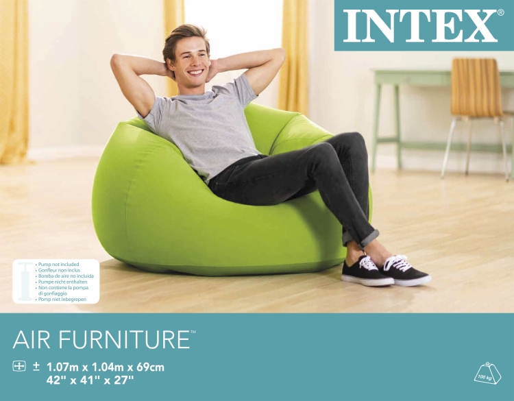 68569 Кресло надувное, флок 107х104х69 см Желтый