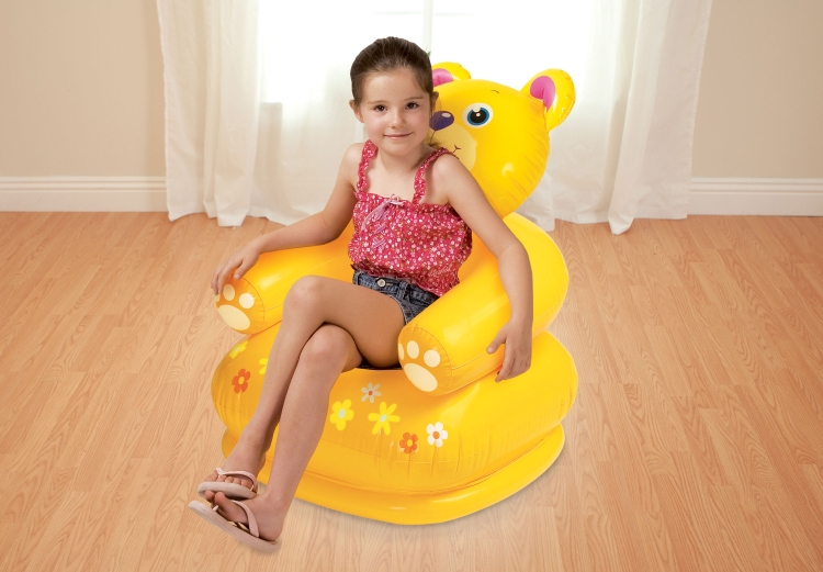 68556 Кресло надувное «Весёлые звери», 65 х 64 х 74 см, от 3 до 8 лет, цвета МИКС Желтый