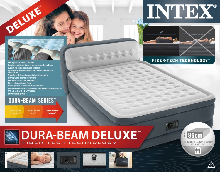 64448 Надувная кровать Ultra Plush, 152 х 236 х 46 см, с встроенным насосом 220-240V