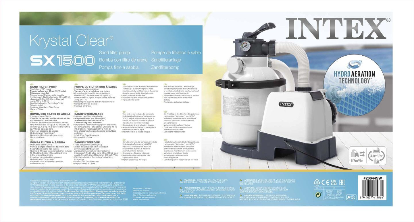 26644 Песочный фильтр для бассейна Intex 5678 л.ч.