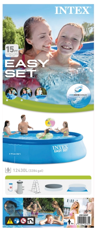 26166 Бассейн надувной Easy Set 457*107см, фил. нас., лест-ца, под-ка, тент