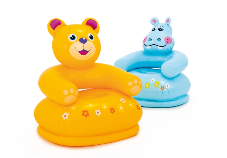 68556 Кресло надувное «Весёлые звери», 65 х 64 х 74 см, от 3 до 8 лет, цвета МИКС Желтый