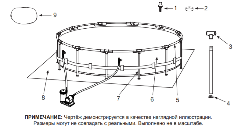 26742 Каркасный бассейн Prism Frame "Greywood" 457х122см, фильтр-насос, лестница, тент, подстилка