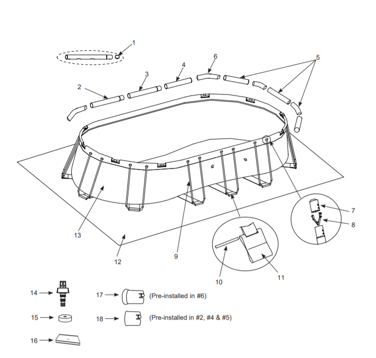 26798 Каркасный бассейн Prism Frame oval 610х305x122см, фильтр-насос, лестница, тент, подстилка