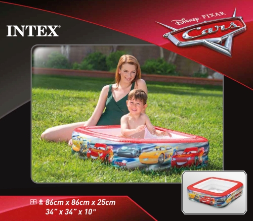 57101 Бассейн надувной, прямоугольный «Тачки», 85 х 85 х 23 см, 1-3 лет