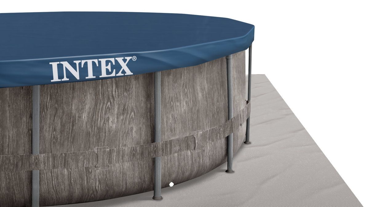 26744 Каркасный бассейн Grey Wood Prism Frame 549х122см, фильтр-насос, лестница, тент, подстилка