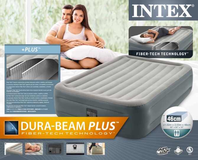 64126 Надувная кровать Essential Rest Airbed 152х203х46см, встроенный насос 220V