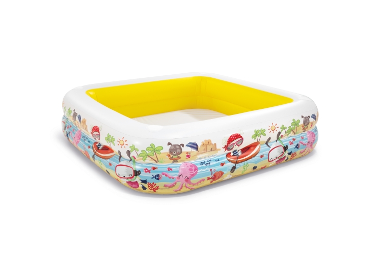 57470 УЦЕНКА Детский надувной бассейн Intex «Бассейн с козырьком» квадратный